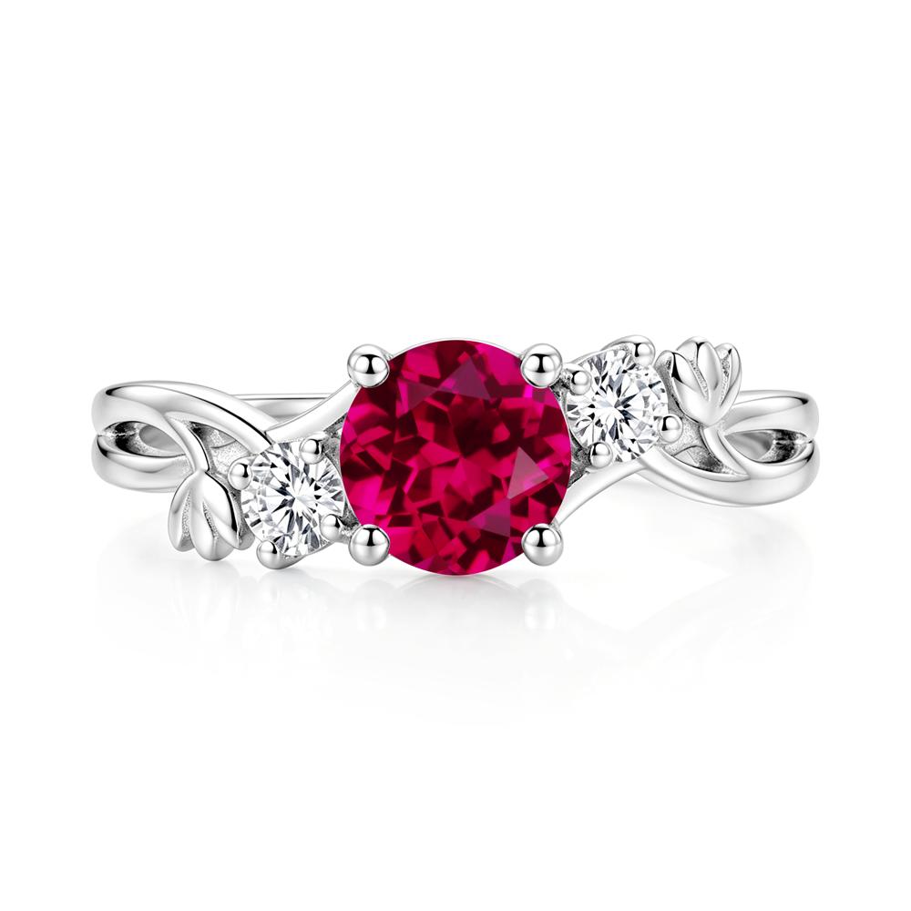 Floral Round Shaped Sapphire Twist Bypass Ring - LUO Jewelry #gemstone_Ruby