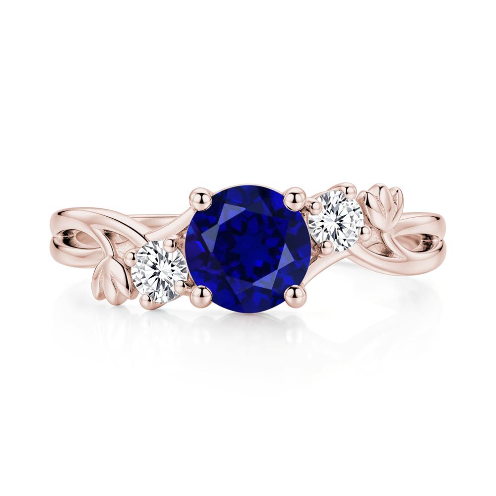 Floral Round Shaped Sapphire Twist Bypass Ring - LUO Jewelry #gemstone_Sapphire