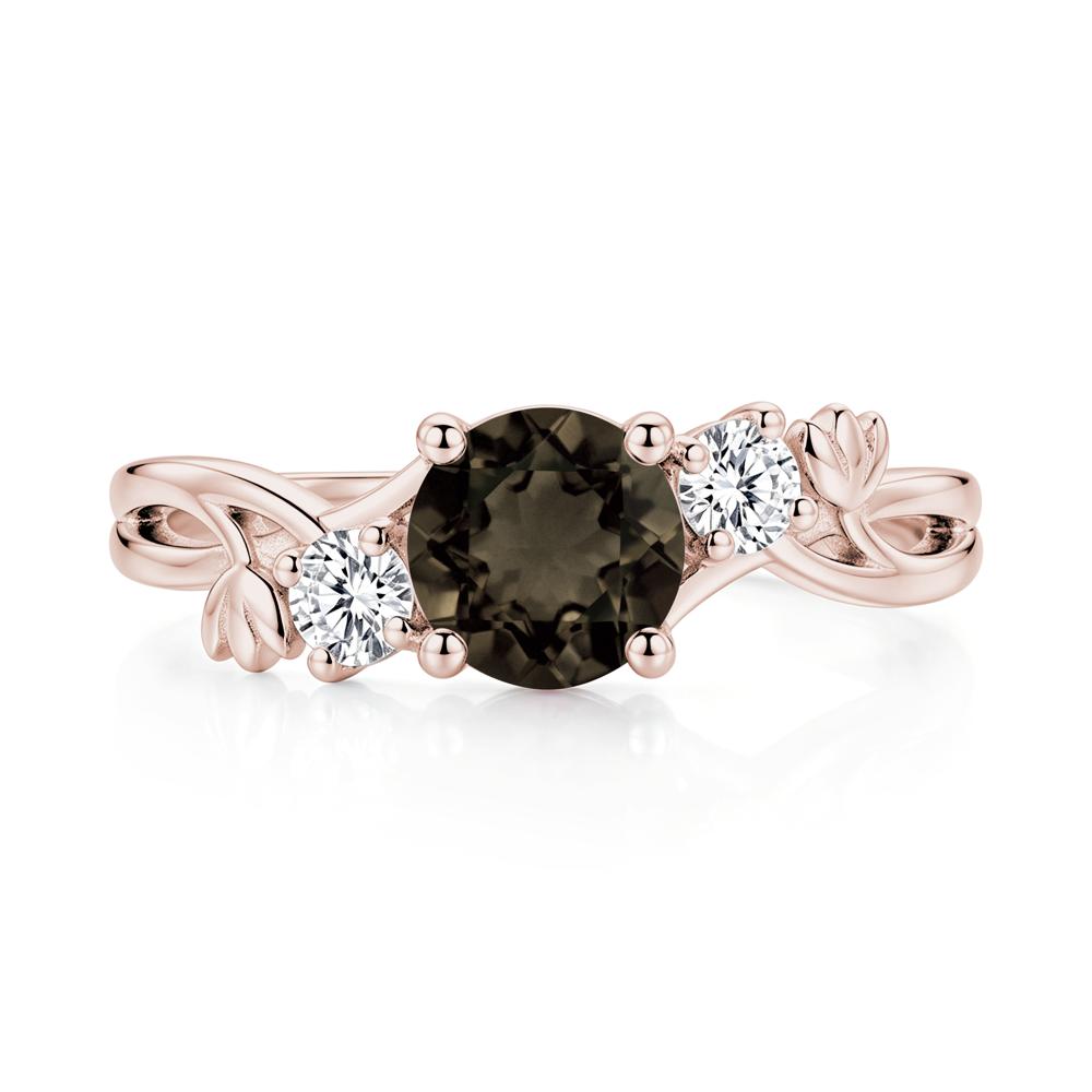 Floral Round Shaped Sapphire Twist Bypass Ring - LUO Jewelry #gemstone_Smoky Quartz