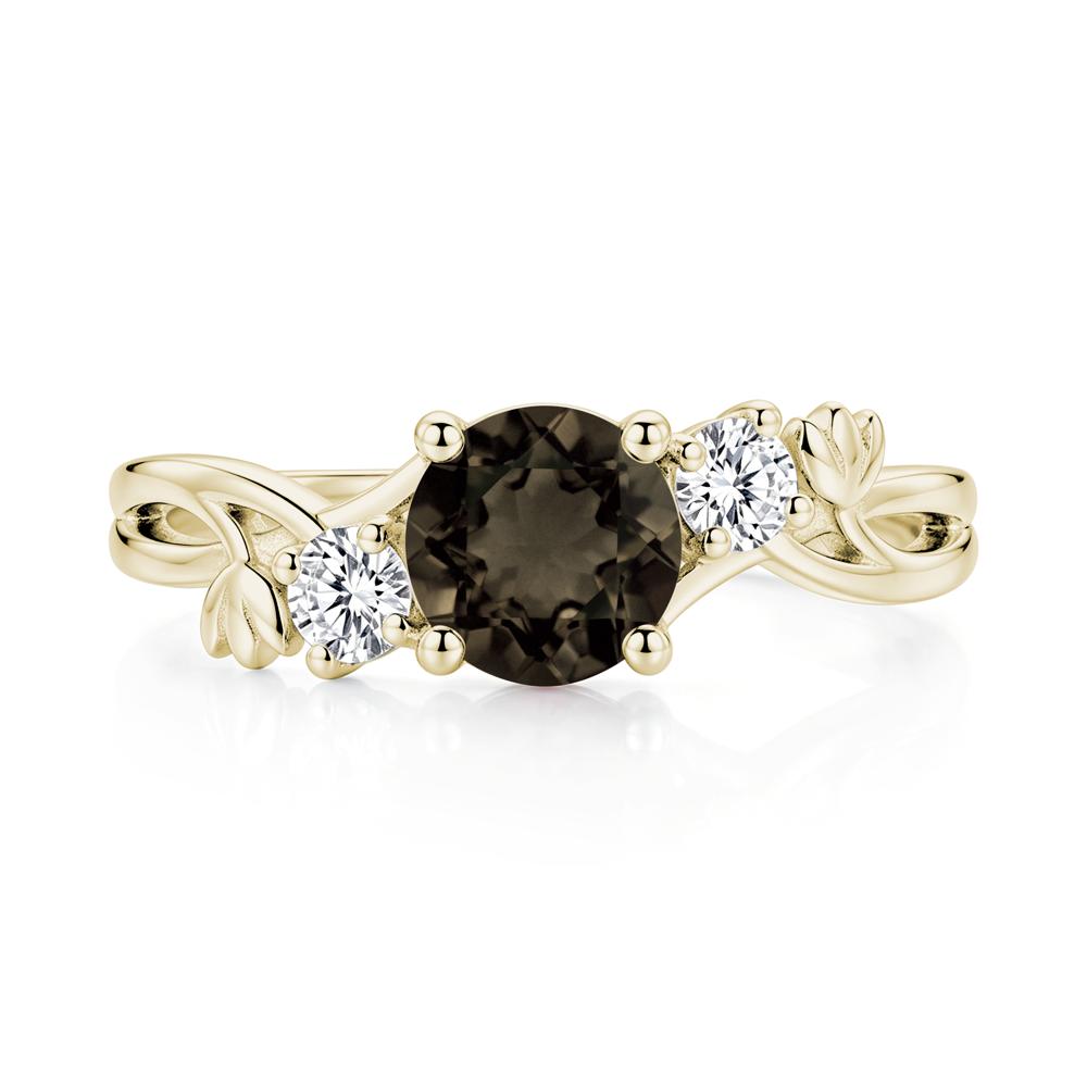 Floral Round Shaped Sapphire Twist Bypass Ring - LUO Jewelry #gemstone_Smoky Quartz