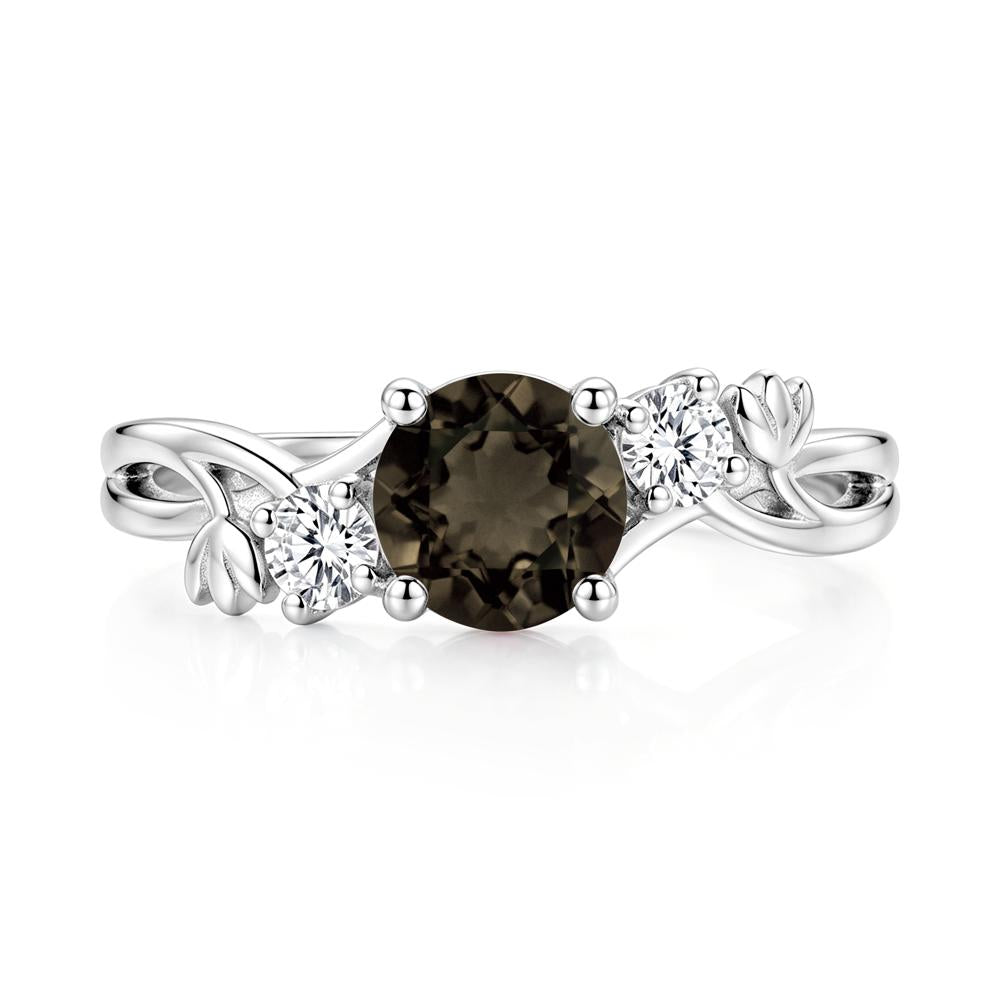 Floral Round Shaped Sapphire Twist Bypass Ring - LUO Jewelry #gemstone_Smoky Quartz