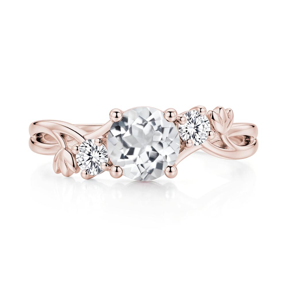 Floral Round Shaped Sapphire Twist Bypass Ring - LUO Jewelry #gemstone_White Topaz
