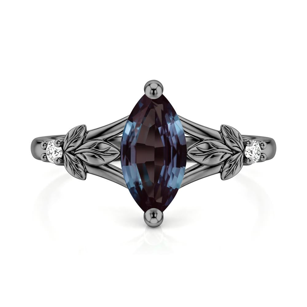 Leaf Inspired Marquise Cut London Blue Topaz Split Ring - LUO Jewelry #gemstone_Alexandrite
