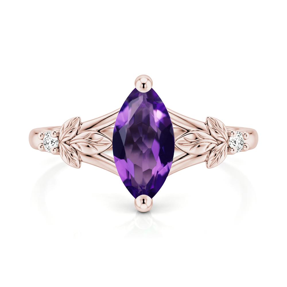 Leaf Inspired Marquise Cut London Blue Topaz Split Ring - LUO Jewelry #gemstone_Amethyst