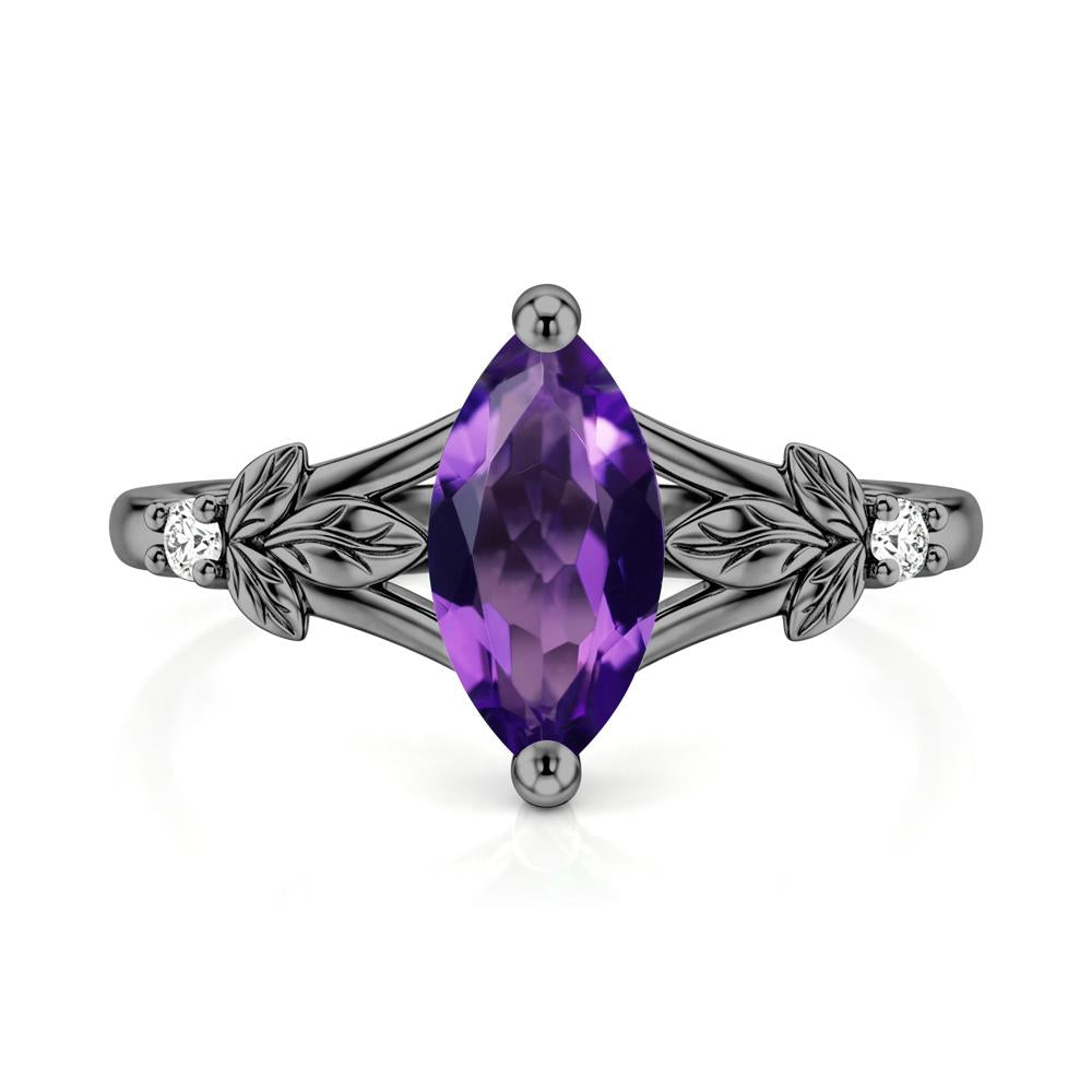 Leaf Inspired Marquise Cut London Blue Topaz Split Ring - LUO Jewelry #gemstone_Amethyst