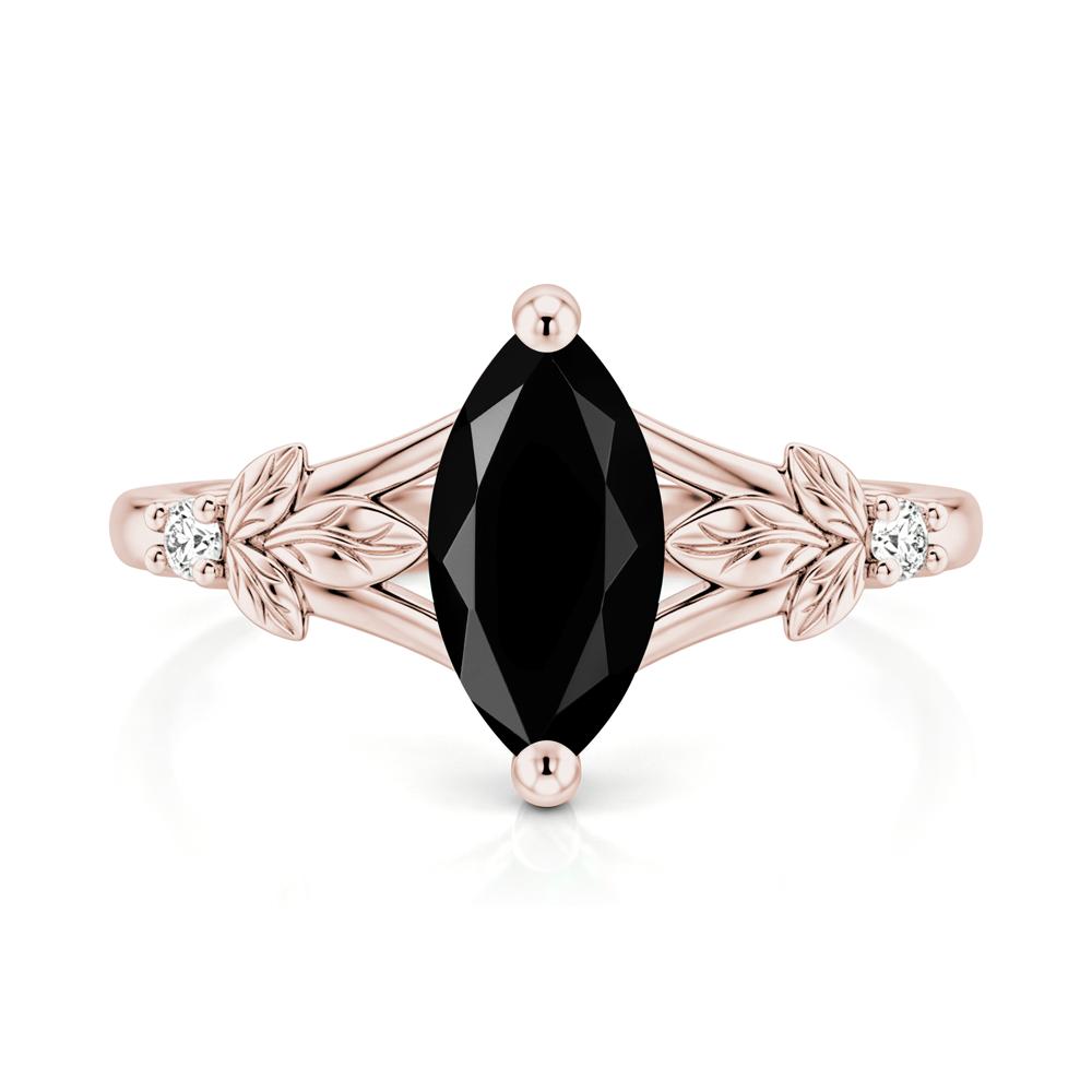 Leaf Inspired Marquise Cut London Blue Topaz Split Ring - LUO Jewelry #gemstone_Black Spinel