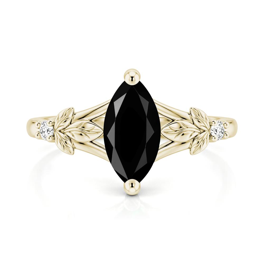 Leaf Inspired Marquise Cut London Blue Topaz Split Ring - LUO Jewelry #gemstone_Black Spinel