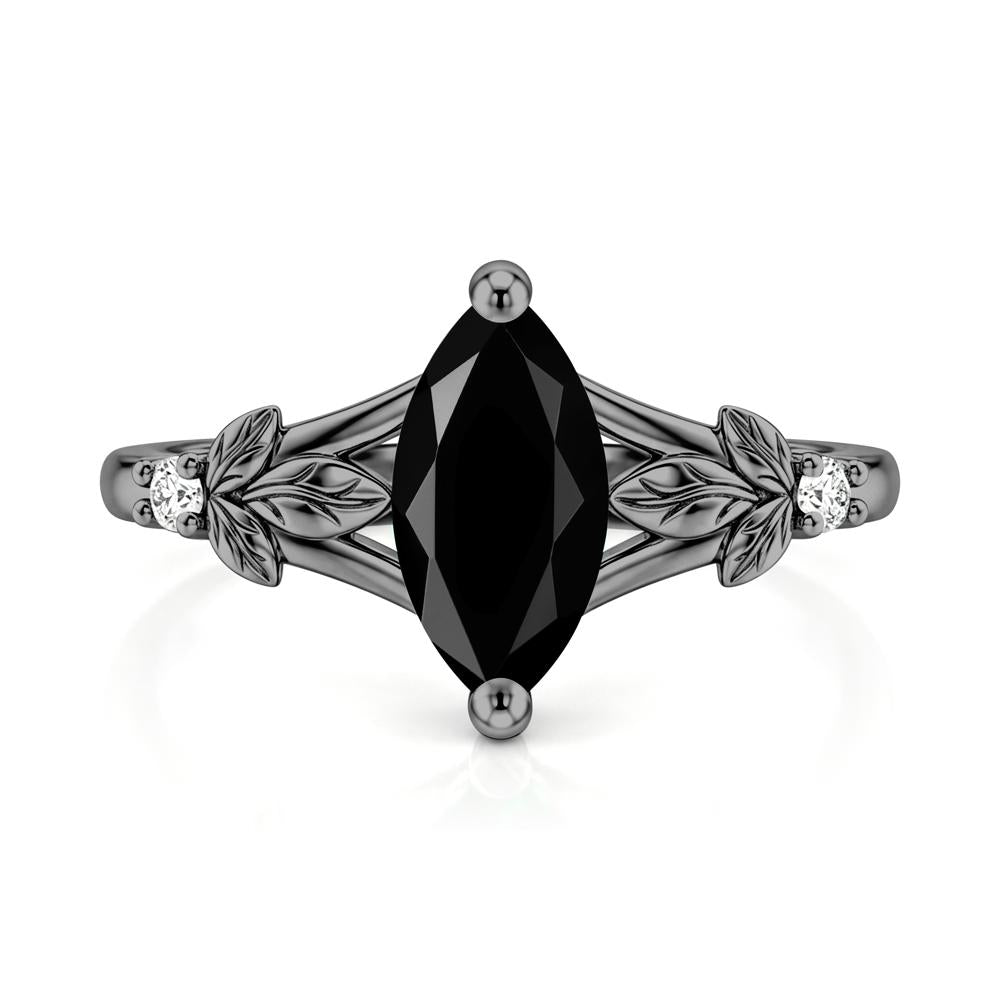 Leaf Inspired Marquise Cut London Blue Topaz Split Ring - LUO Jewelry #gemstone_Black Spinel