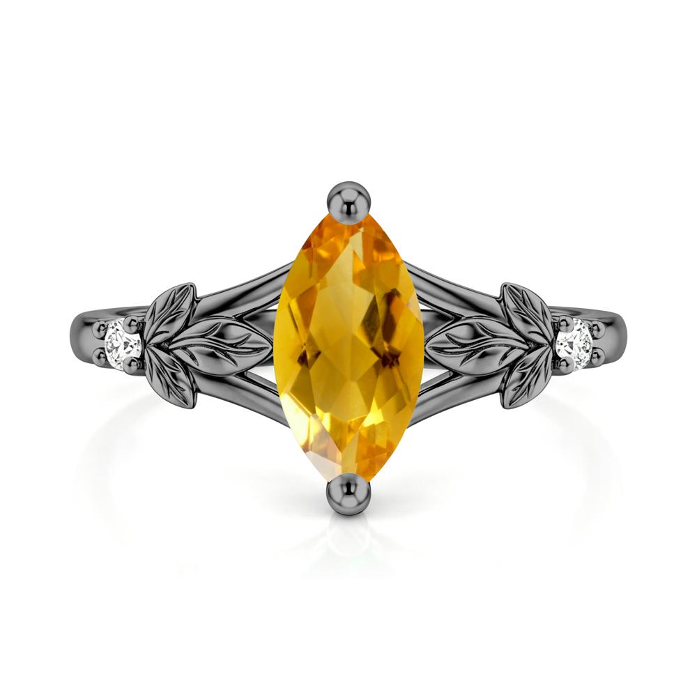 Leaf Inspired Marquise Cut London Blue Topaz Split Ring - LUO Jewelry #gemstone_Citrine