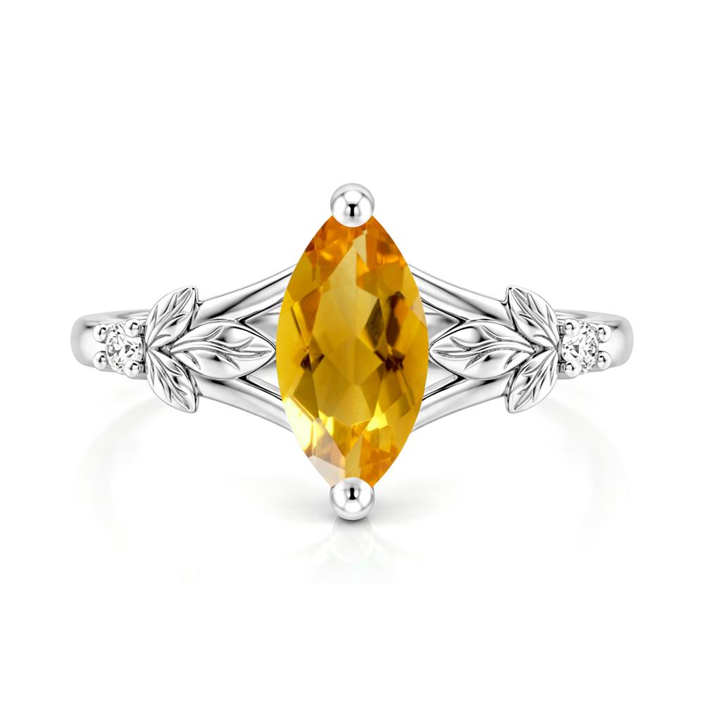 Leaf Inspired Marquise Cut London Blue Topaz Split Ring - LUO Jewelry #gemstone_Citrine