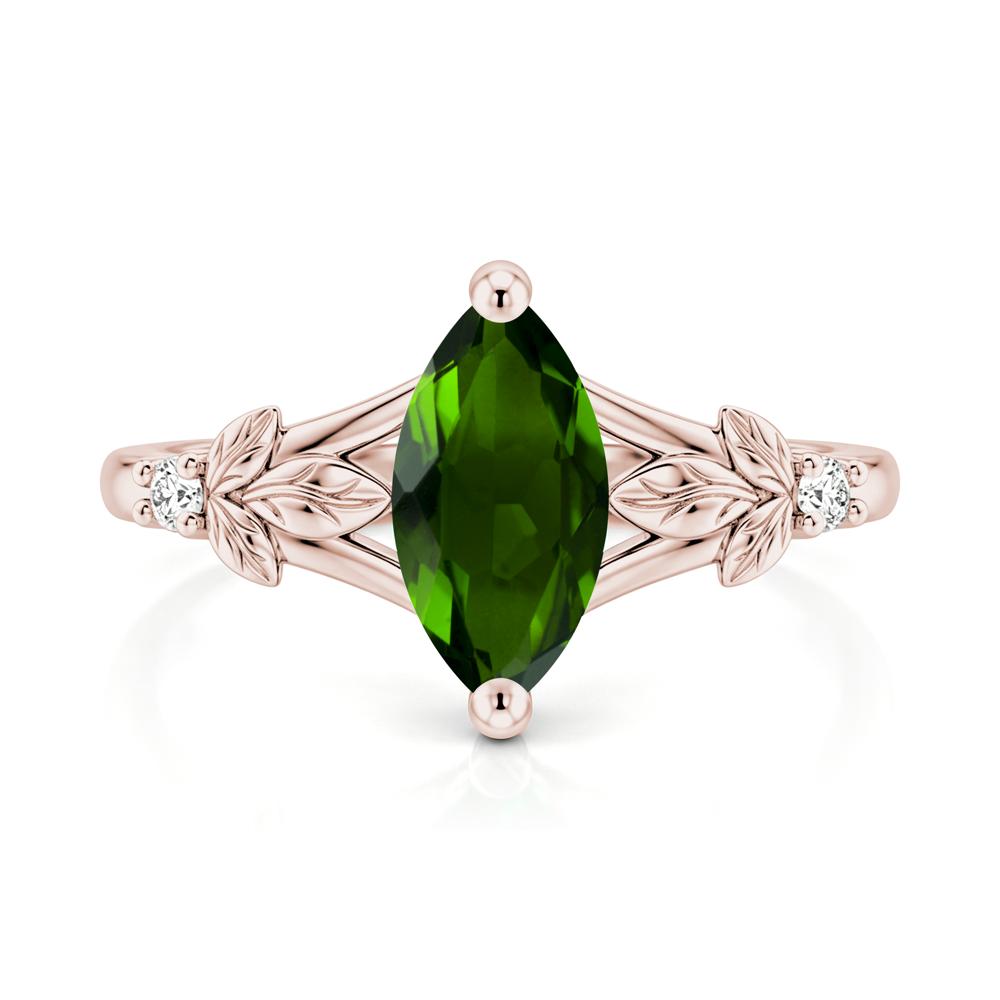 Leaf Inspired Marquise Cut London Blue Topaz Split Ring - LUO Jewelry #gemstone_Diopside
