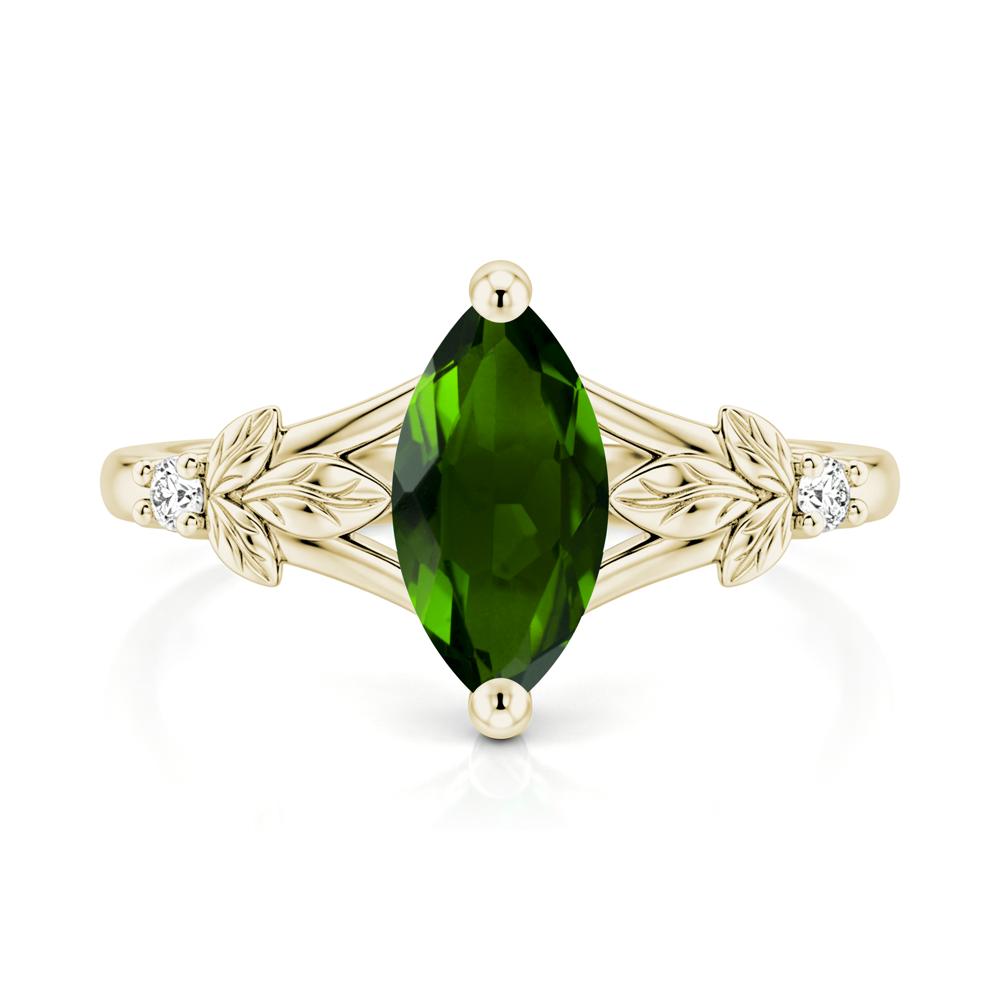 Leaf Inspired Marquise Cut London Blue Topaz Split Ring - LUO Jewelry #gemstone_Diopside