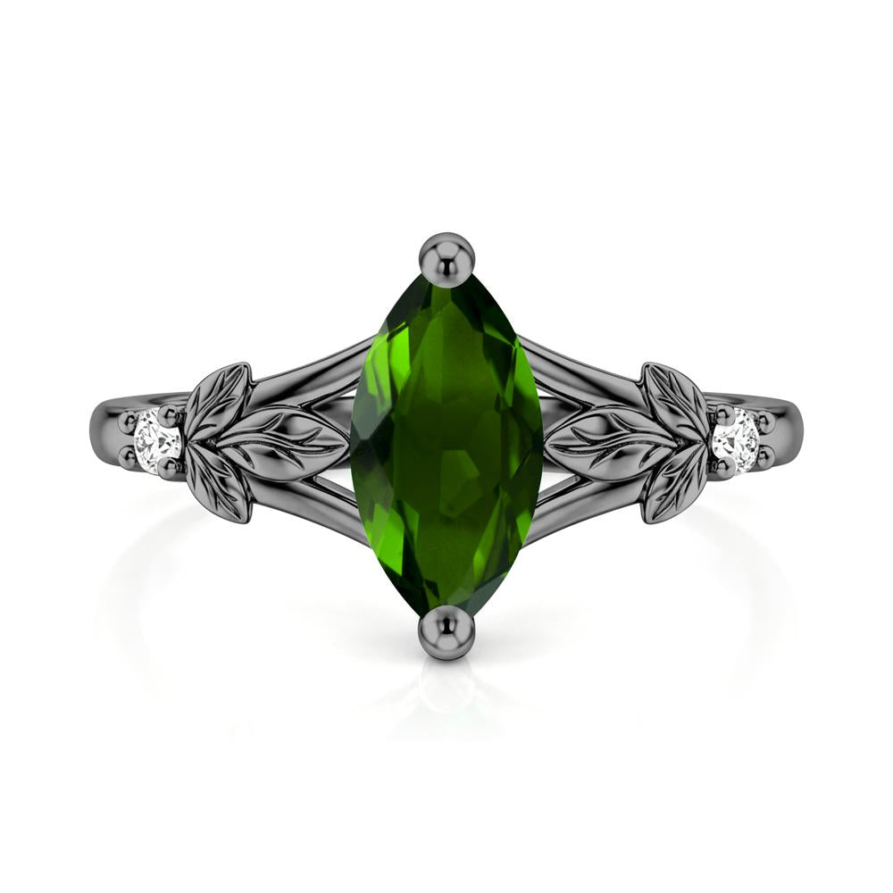 Leaf Inspired Marquise Cut London Blue Topaz Split Ring - LUO Jewelry #gemstone_Diopside