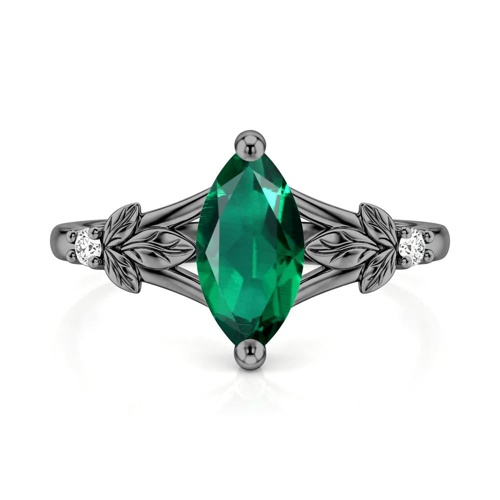 Leaf Inspired Marquise Cut London Blue Topaz Split Ring - LUO Jewelry #gemstone_Emerald