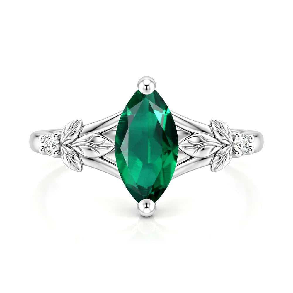 Leaf Inspired Marquise Cut London Blue Topaz Split Ring - LUO Jewelry #gemstone_Emerald