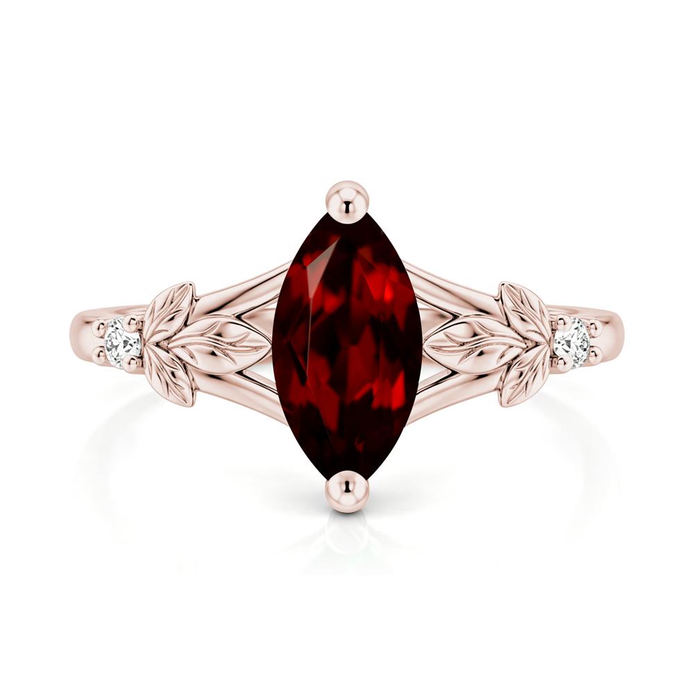 Leaf Inspired Marquise Cut London Blue Topaz Split Ring - LUO Jewelry #gemstone_Garnet