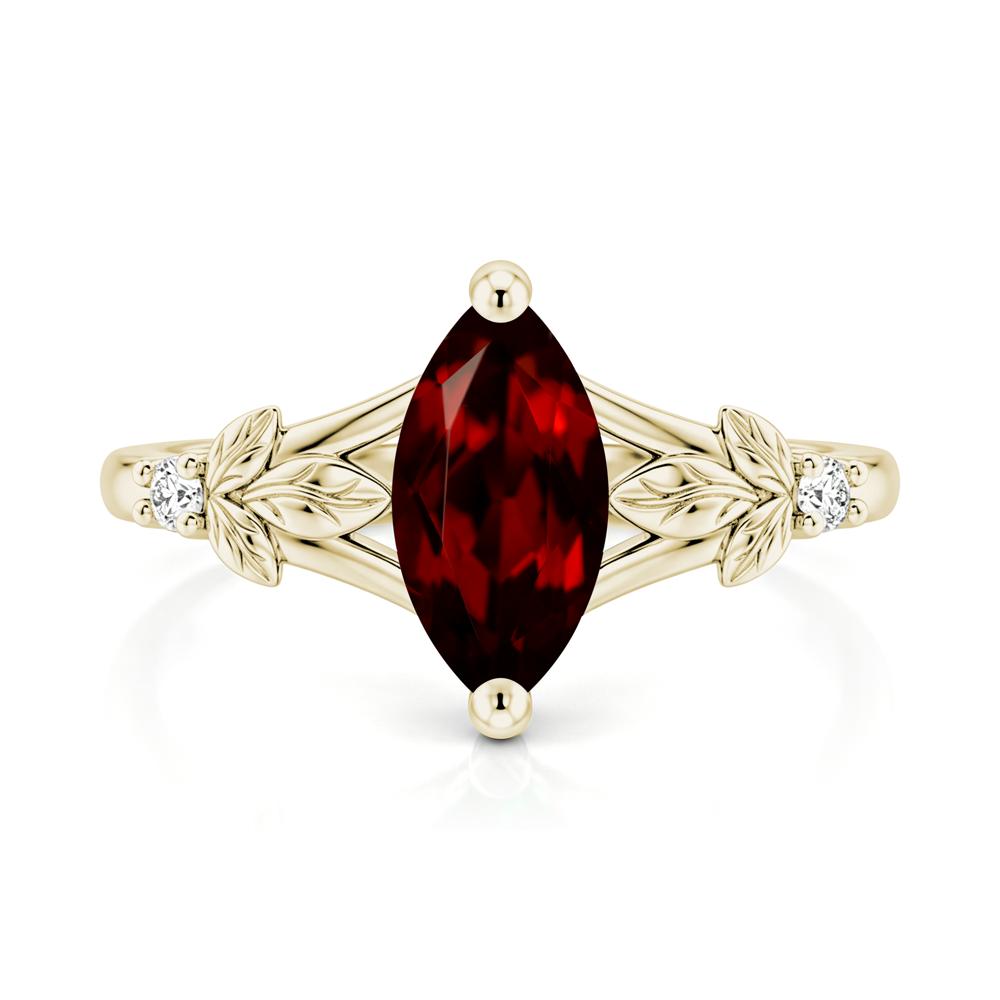 Leaf Inspired Marquise Cut London Blue Topaz Split Ring - LUO Jewelry #gemstone_Garnet