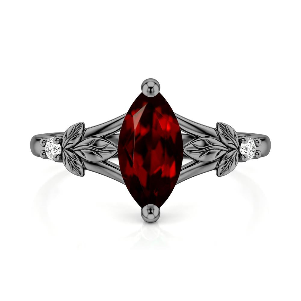 Leaf Inspired Marquise Cut London Blue Topaz Split Ring - LUO Jewelry #gemstone_Garnet
