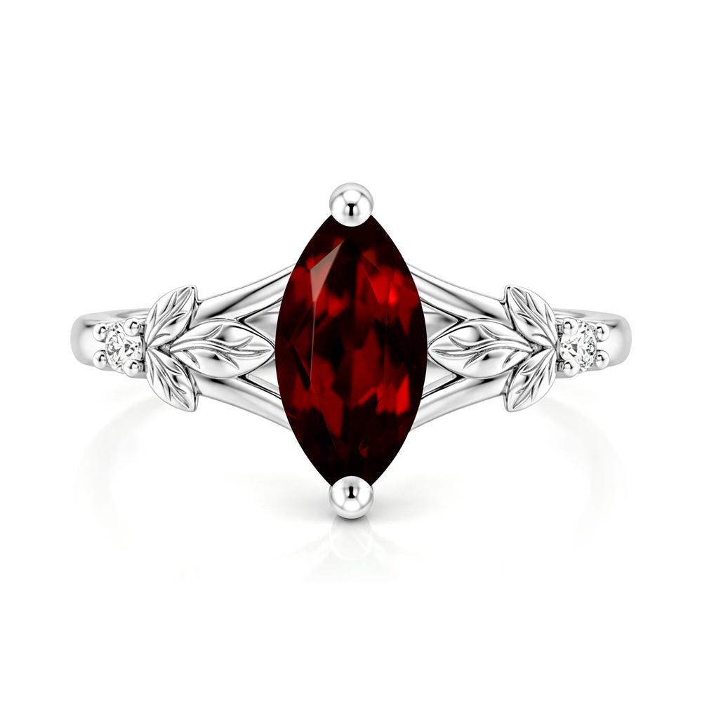 Leaf Inspired Marquise Cut London Blue Topaz Split Ring - LUO Jewelry #gemstone_Garnet