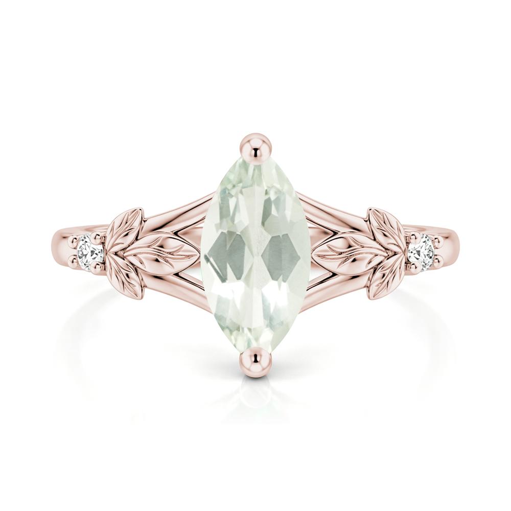 Leaf Inspired Marquise Cut London Blue Topaz Split Ring - LUO Jewelry #gemstone_Green Amethyst