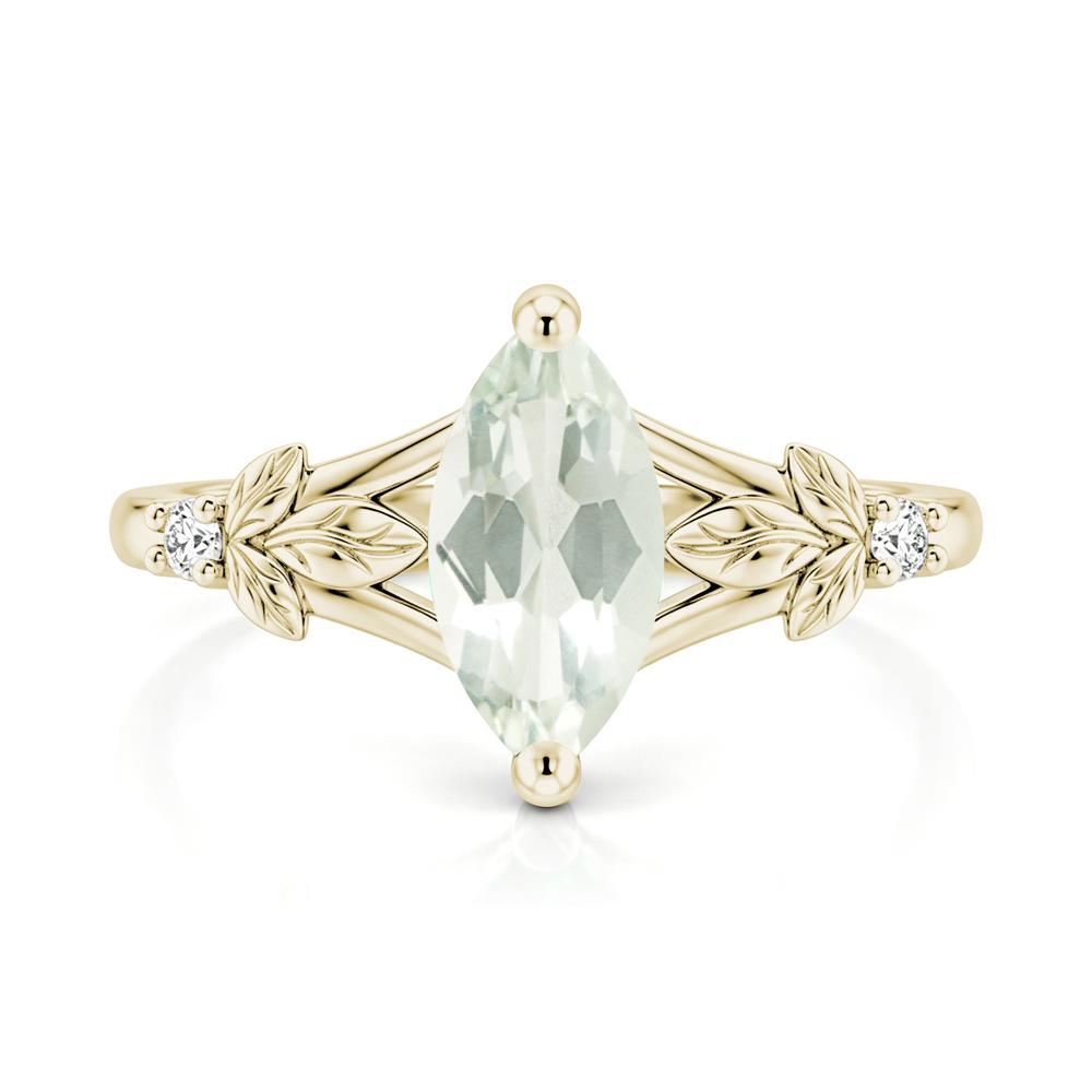 Leaf Inspired Marquise Cut London Blue Topaz Split Ring - LUO Jewelry #gemstone_Green Amethyst