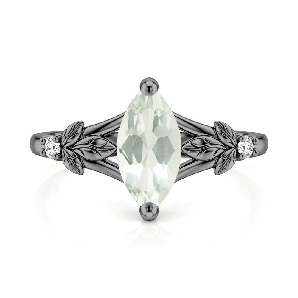 Leaf Inspired Marquise Cut London Blue Topaz Split Ring - LUO Jewelry #gemstone_Green Amethyst
