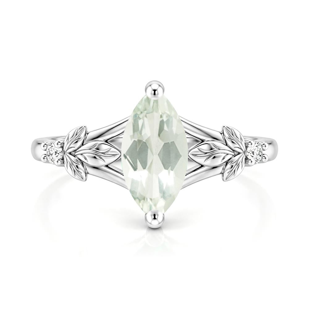 Leaf Inspired Marquise Cut London Blue Topaz Split Ring - LUO Jewelry #gemstone_Green Amethyst