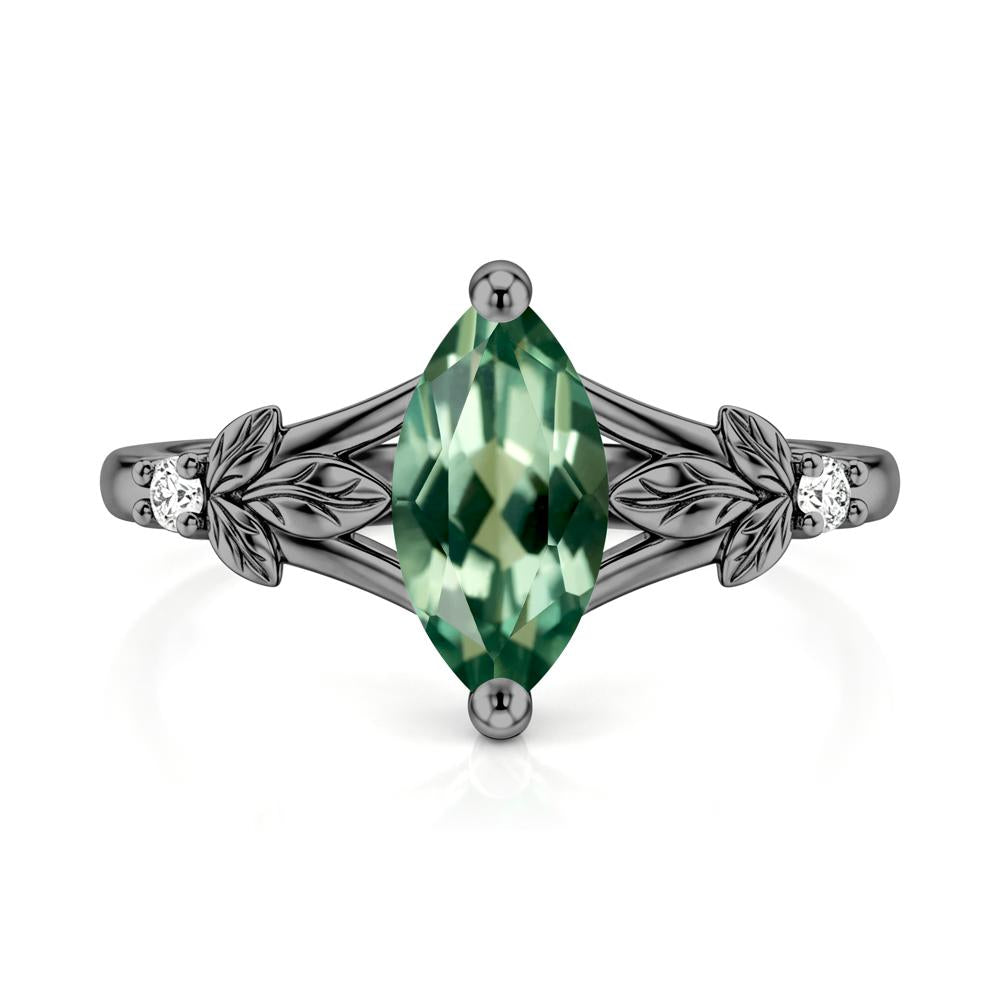 Leaf Inspired Marquise Cut London Blue Topaz Split Ring - LUO Jewelry #gemstone_Green Sapphire