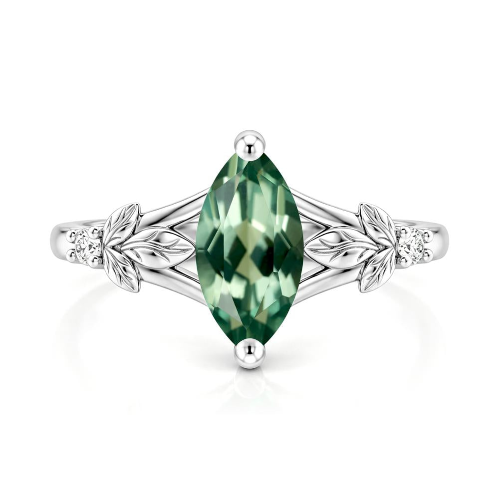 Leaf Inspired Marquise Cut London Blue Topaz Split Ring - LUO Jewelry #gemstone_Green Sapphire