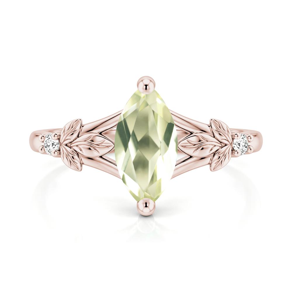 Leaf Inspired Marquise Cut London Blue Topaz Split Ring - LUO Jewelry #gemstone_Lemon Quartz