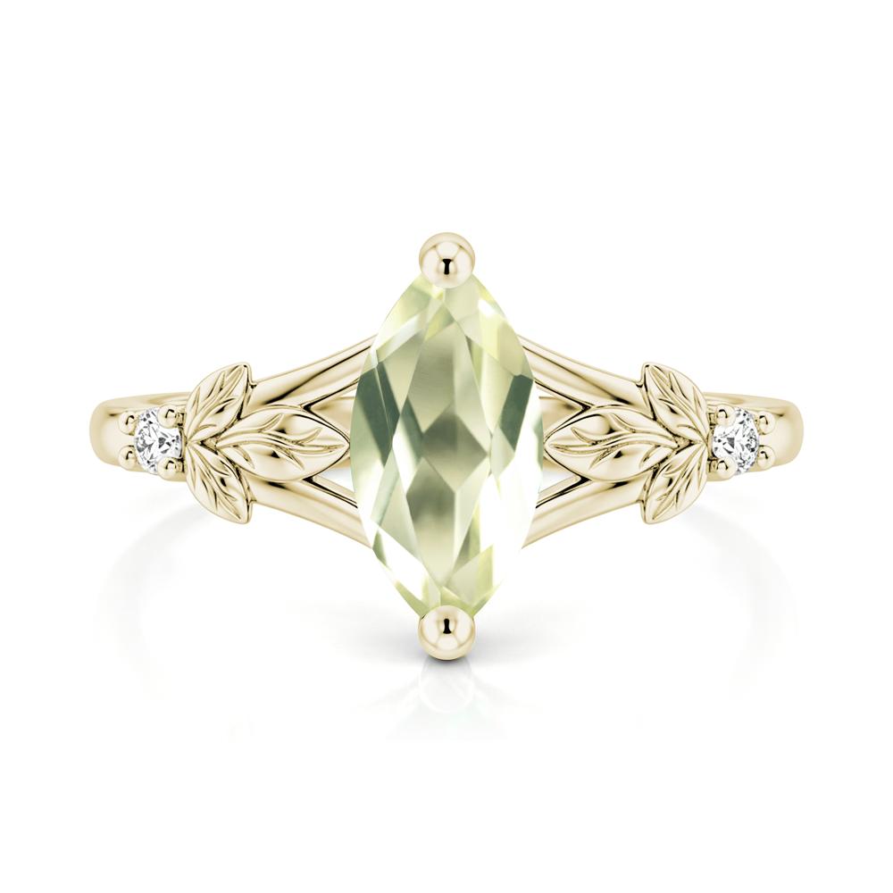 Leaf Inspired Marquise Cut London Blue Topaz Split Ring - LUO Jewelry #gemstone_Lemon Quartz