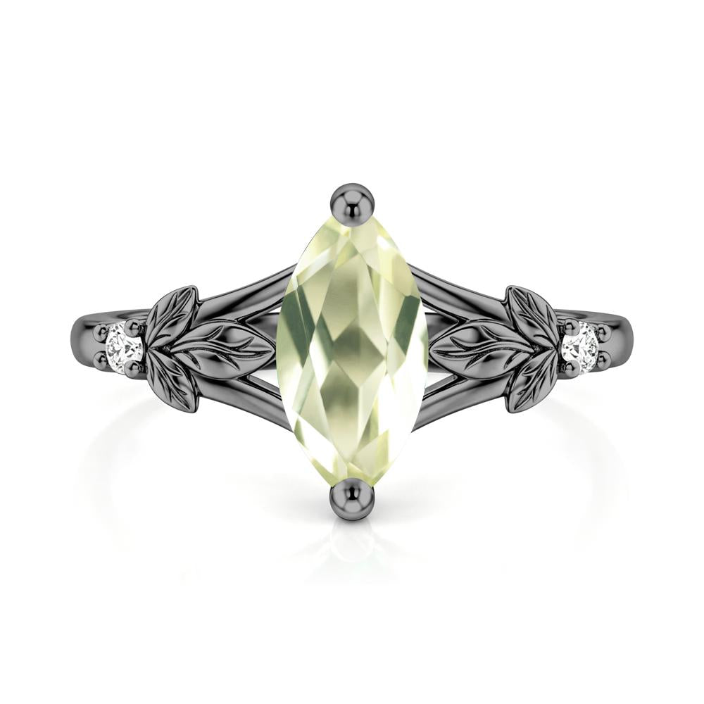 Leaf Inspired Marquise Cut London Blue Topaz Split Ring - LUO Jewelry #gemstone_Lemon Quartz