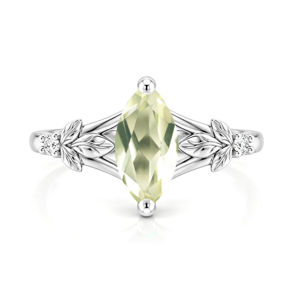 Leaf Inspired Marquise Cut London Blue Topaz Split Ring - LUO Jewelry #gemstone_Lemon Quartz