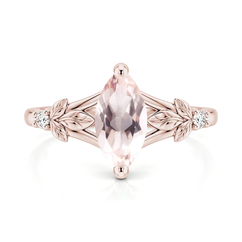 Leaf Inspired Marquise Cut London Blue Topaz Split Ring - LUO Jewelry #gemstone_Morganite