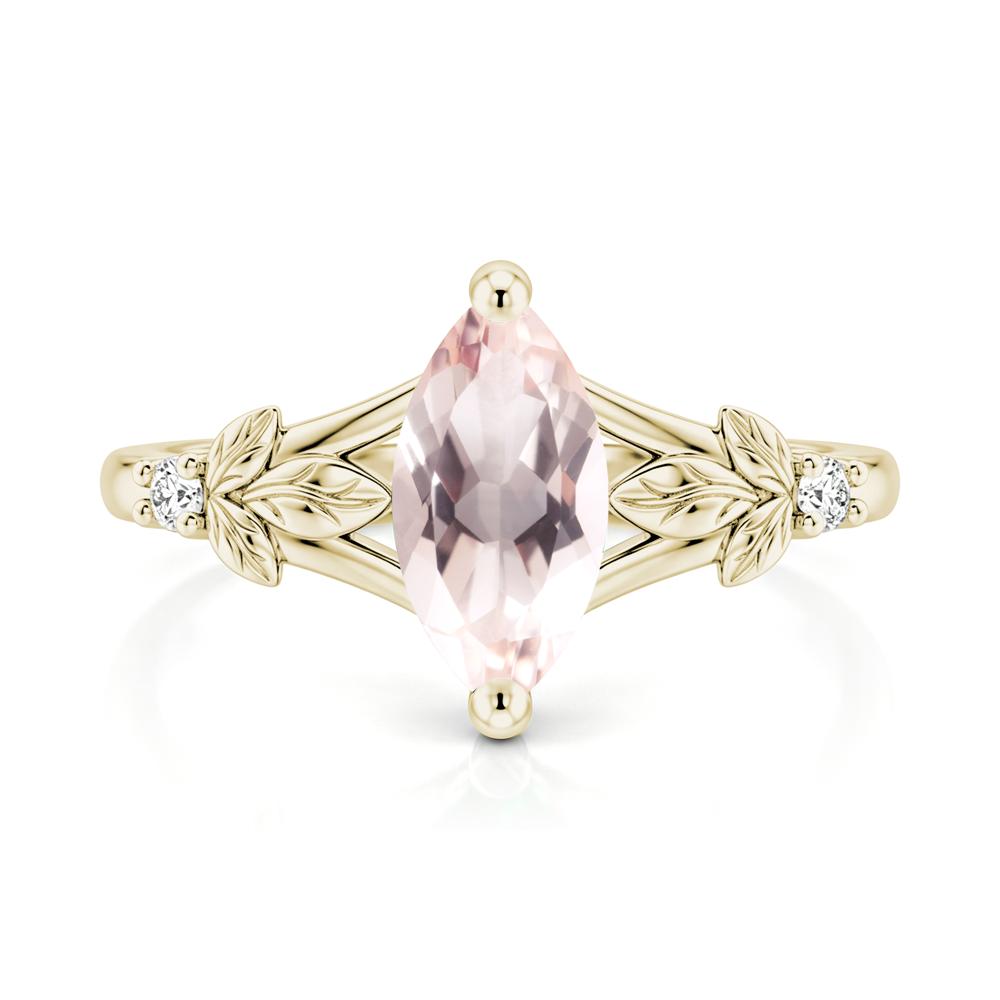 Leaf Inspired Marquise Cut London Blue Topaz Split Ring - LUO Jewelry #gemstone_Morganite
