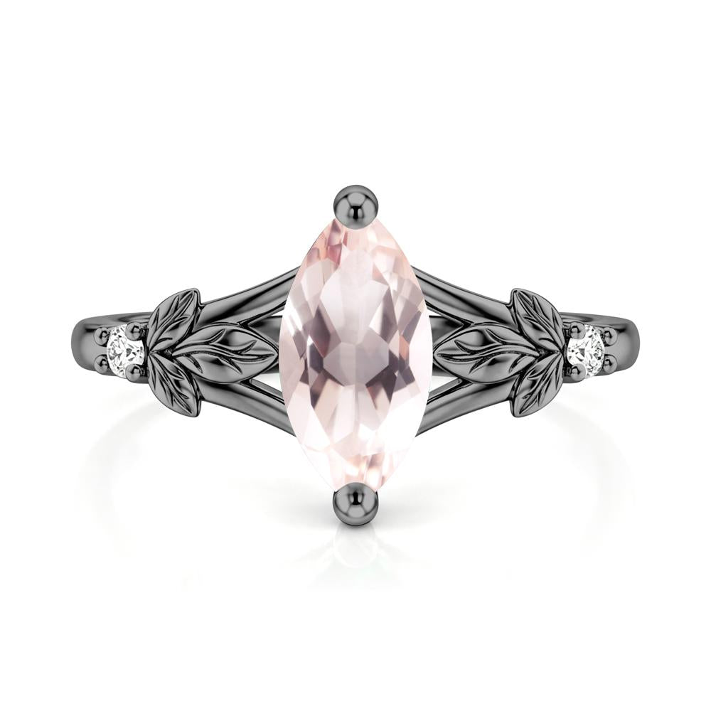 Leaf Inspired Marquise Cut London Blue Topaz Split Ring - LUO Jewelry #gemstone_Morganite