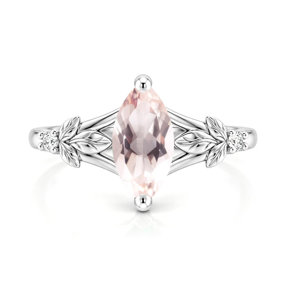 Leaf Inspired Marquise Cut London Blue Topaz Split Ring - LUO Jewelry #gemstone_Morganite