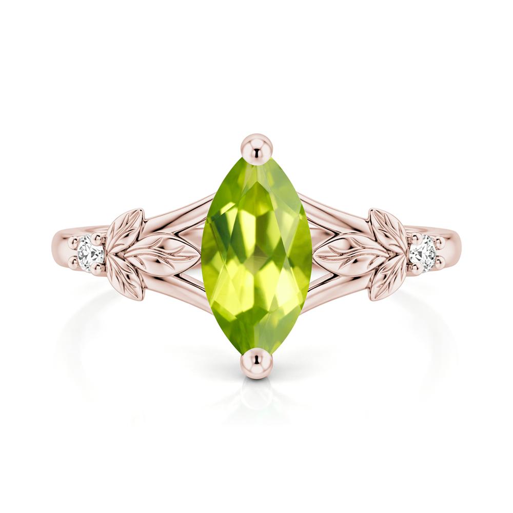 Leaf Inspired Marquise Cut London Blue Topaz Split Ring - LUO Jewelry #gemstone_Peridot