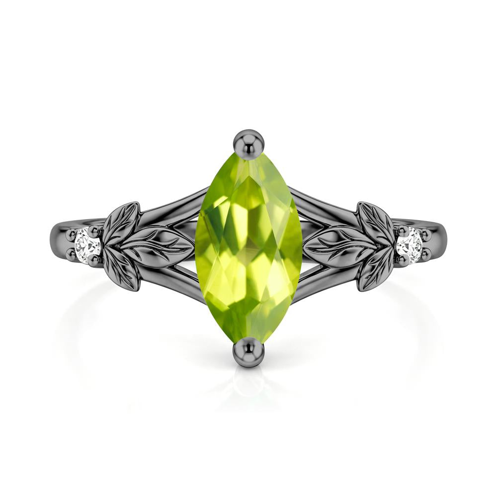 Leaf Inspired Marquise Cut London Blue Topaz Split Ring - LUO Jewelry #gemstone_Peridot