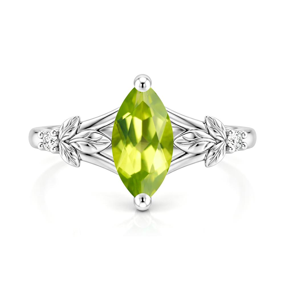 Leaf Inspired Marquise Cut London Blue Topaz Split Ring - LUO Jewelry #gemstone_Peridot