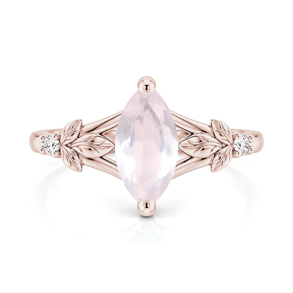 Leaf Inspired Marquise Cut London Blue Topaz Split Ring - LUO Jewelry #gemstone_Rose Quartz