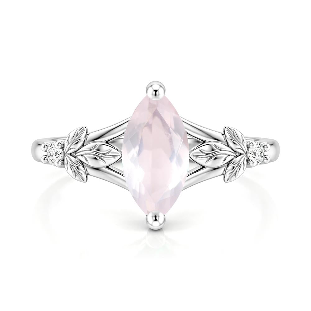 Leaf Inspired Marquise Cut London Blue Topaz Split Ring - LUO Jewelry #gemstone_Rose Quartz
