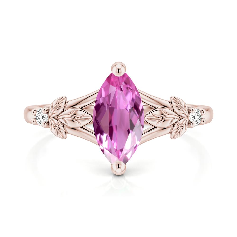 Leaf Inspired Marquise Cut London Blue Topaz Split Ring - LUO Jewelry #gemstone_Pink Sapphire