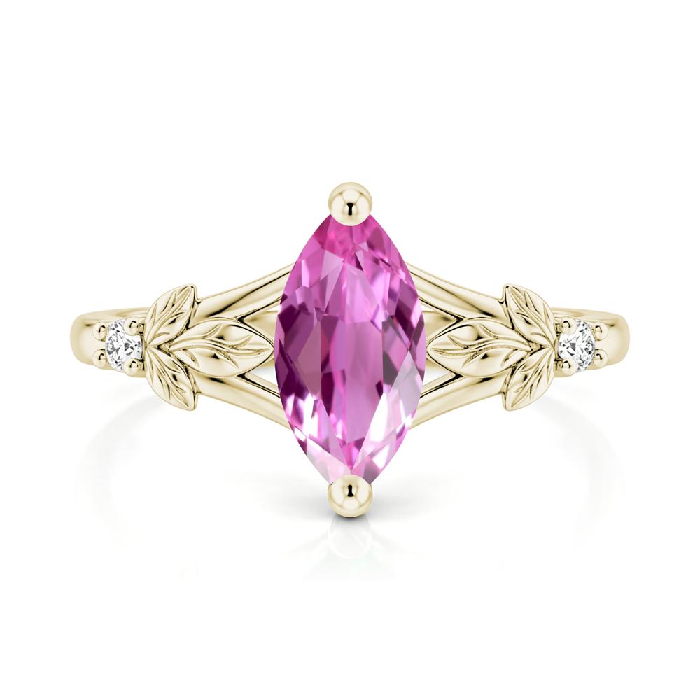 Leaf Inspired Marquise Cut London Blue Topaz Split Ring - LUO Jewelry #gemstone_Pink Sapphire