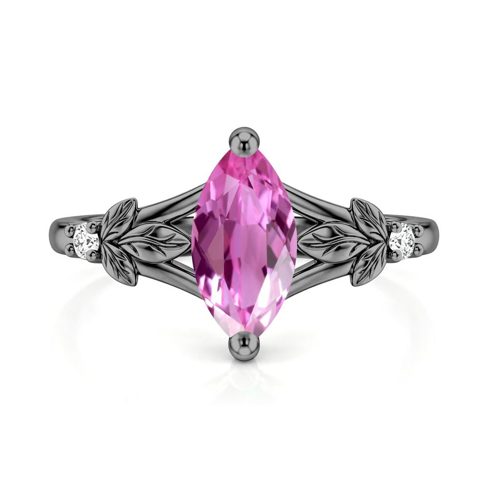 Leaf Inspired Marquise Cut London Blue Topaz Split Ring - LUO Jewelry #gemstone_Pink Sapphire