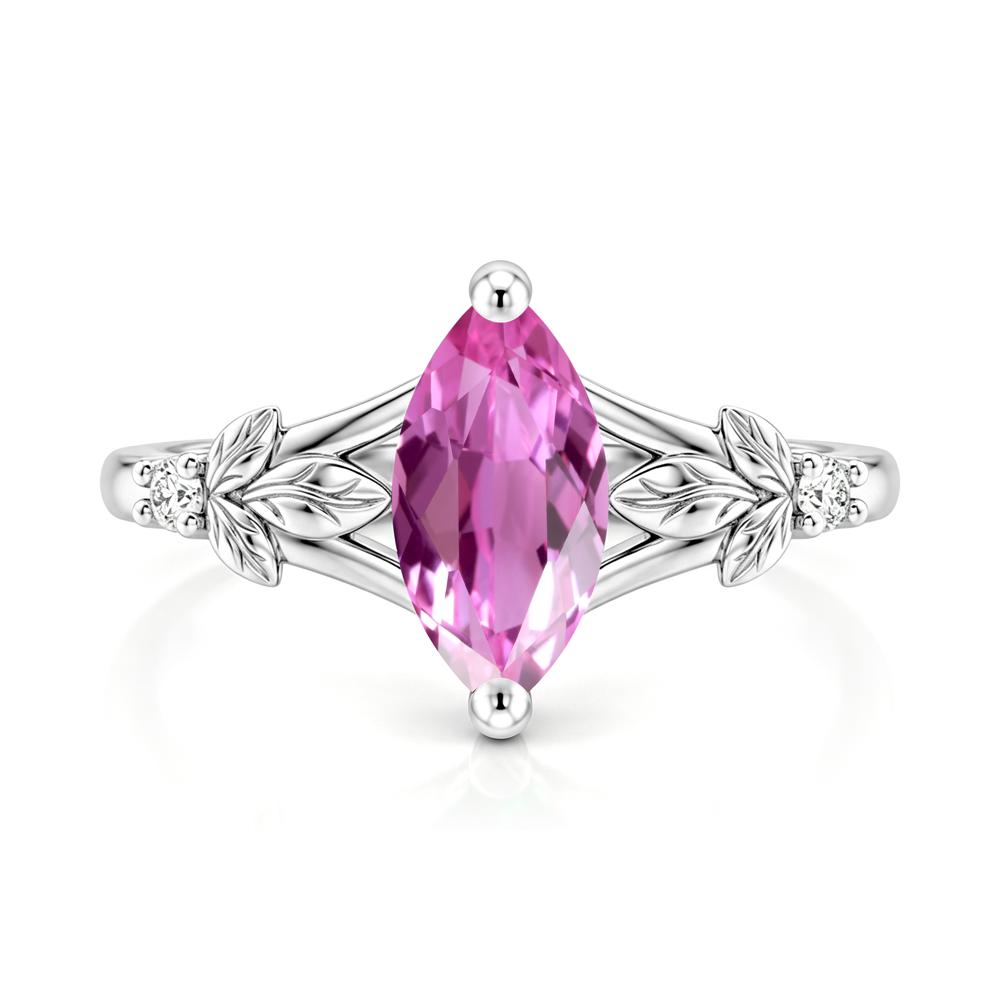 Leaf Inspired Marquise Cut London Blue Topaz Split Ring - LUO Jewelry #gemstone_Pink Sapphire
