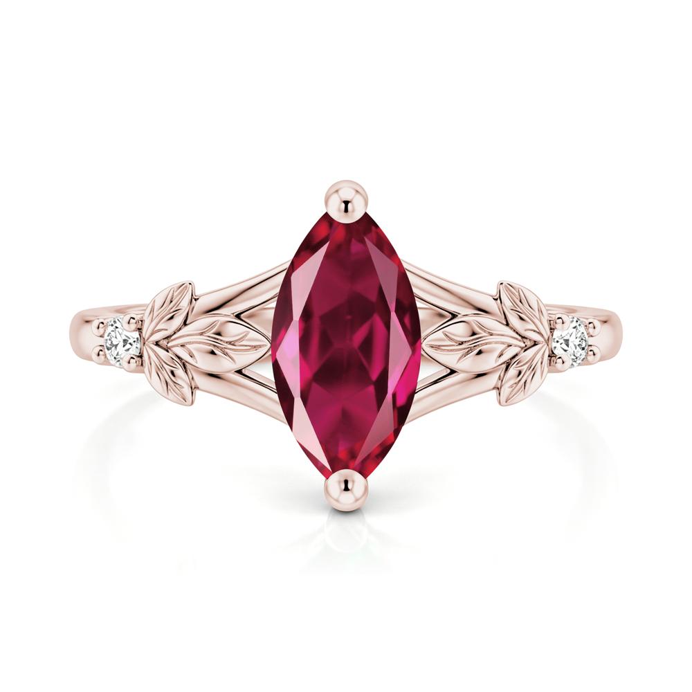 Leaf Inspired Marquise Cut London Blue Topaz Split Ring - LUO Jewelry #gemstone_Ruby