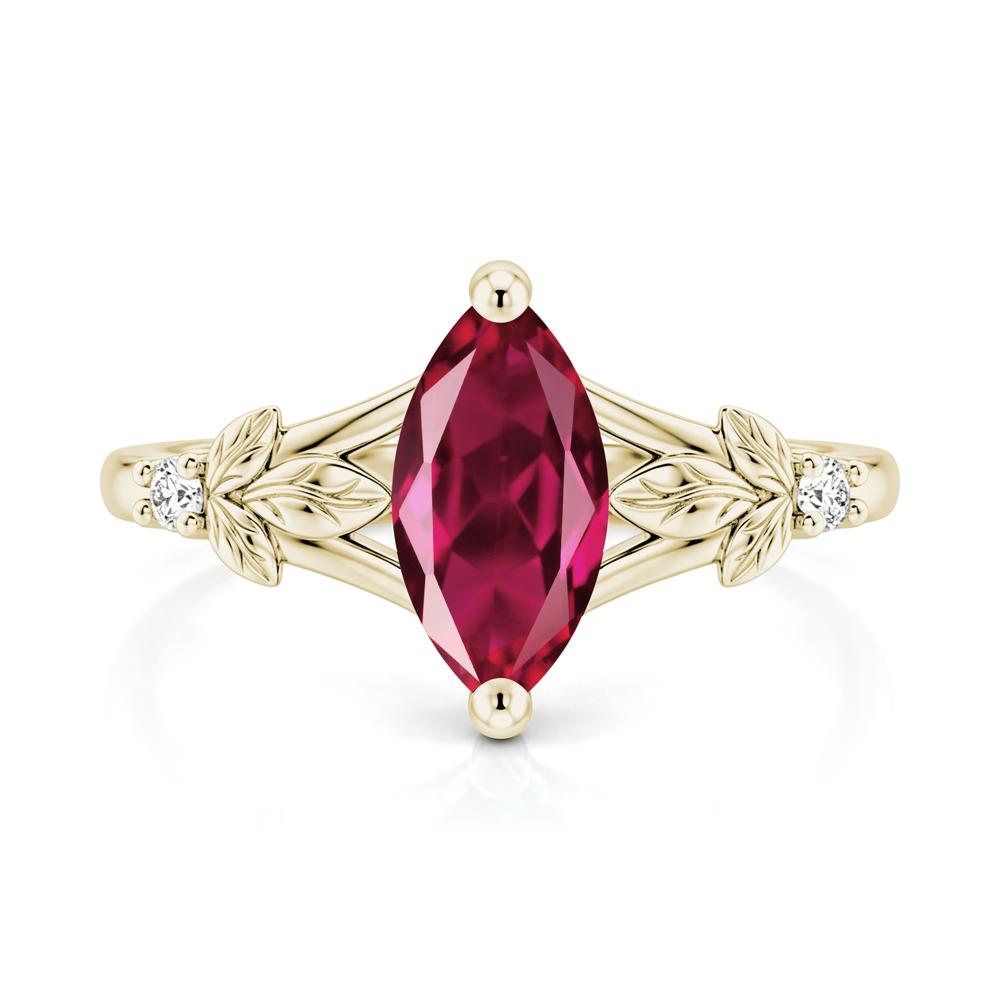 Leaf Inspired Marquise Cut London Blue Topaz Split Ring - LUO Jewelry #gemstone_Ruby