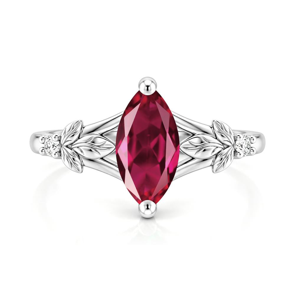 Leaf Inspired Marquise Cut London Blue Topaz Split Ring - LUO Jewelry #gemstone_Ruby