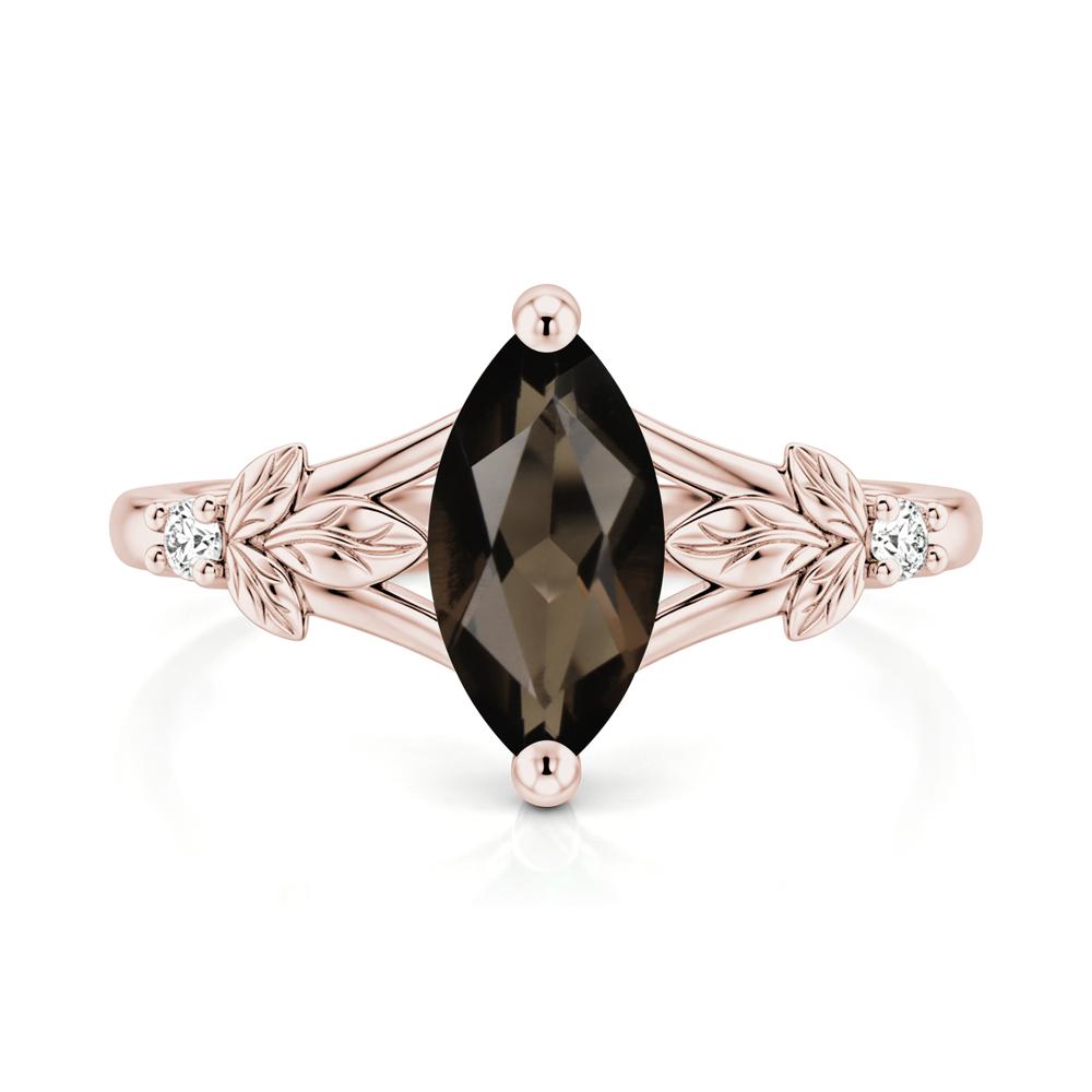 Leaf Inspired Marquise Cut London Blue Topaz Split Ring - LUO Jewelry #gemstone_Smoky Quartz